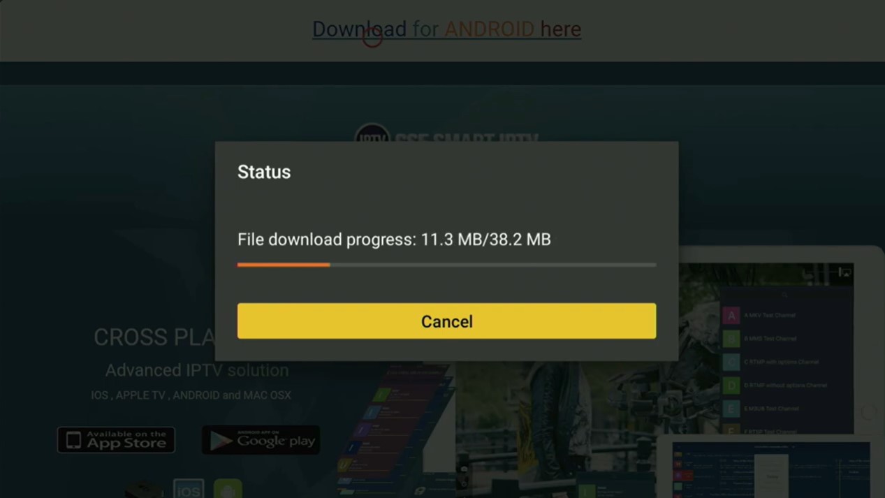 GSE Smart IPTV APK install prompt
