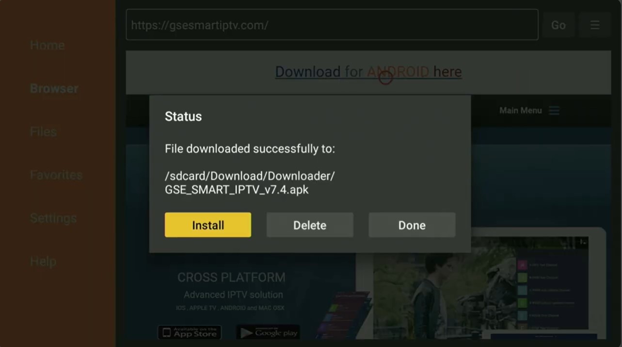 Installing GSE Smart IPTV on Firestick