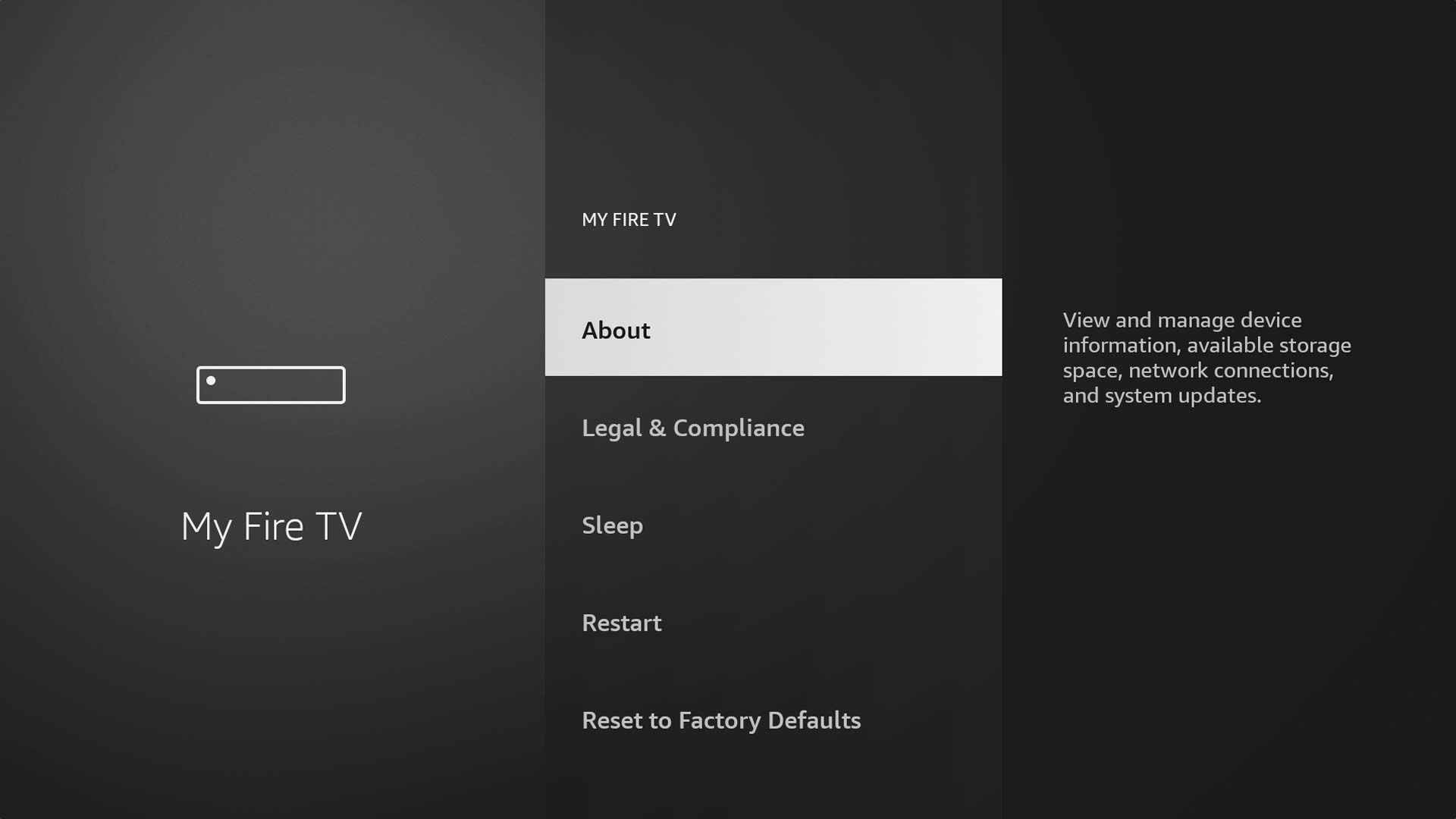 Firestick My Fire TV menu