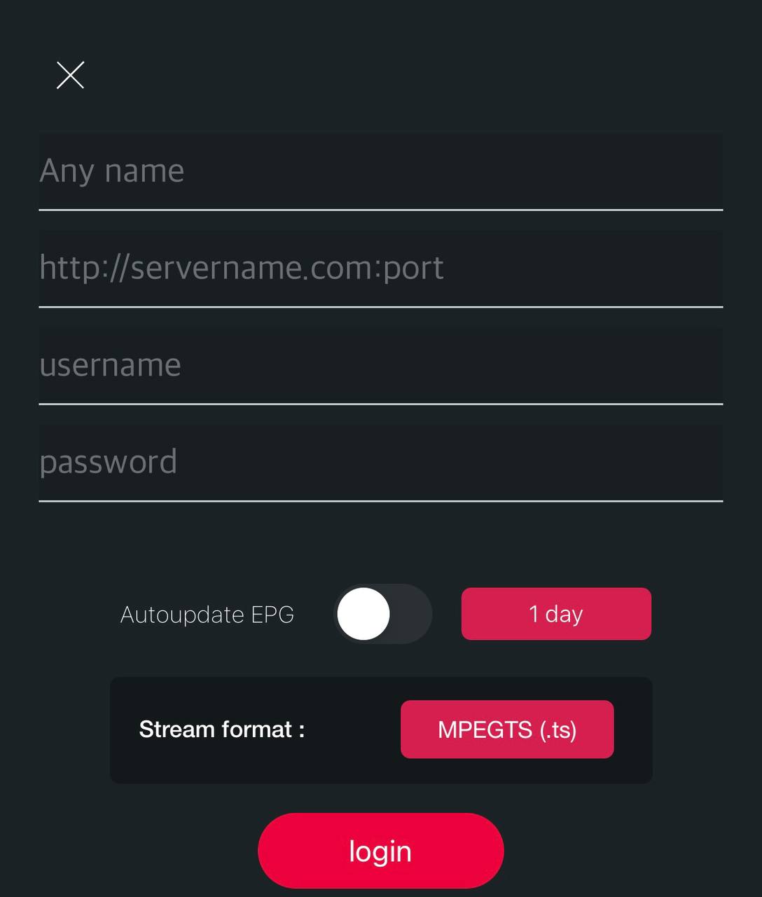 Select Add Xtream Code in GSE Smart IPTV