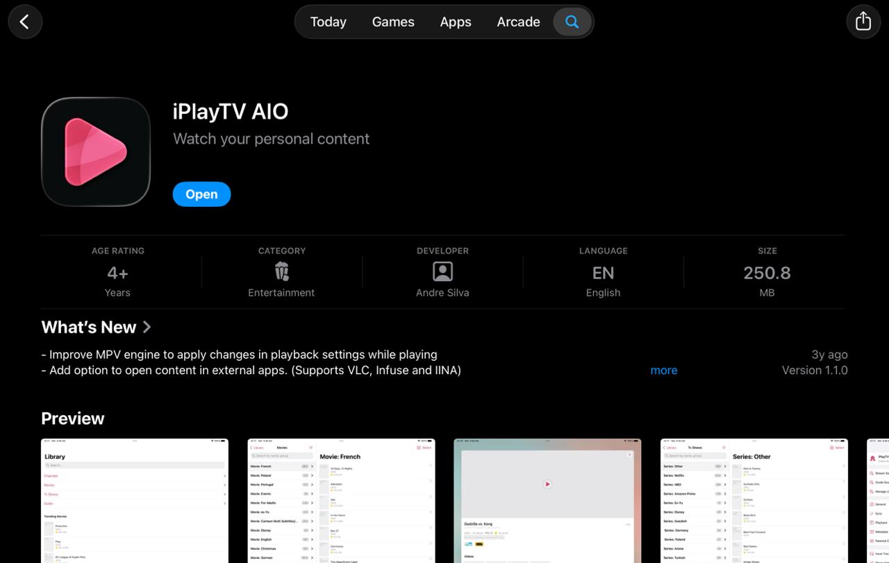 Download iPlayTV from the App Store – iPlayTV on Apple TV