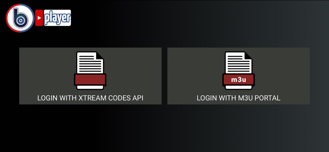 Blink Player Lite login screen - select Xtream Codes