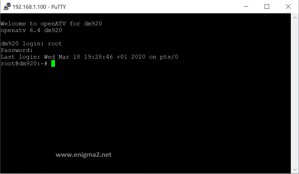 Login to Enigma2 receiver with root credentials